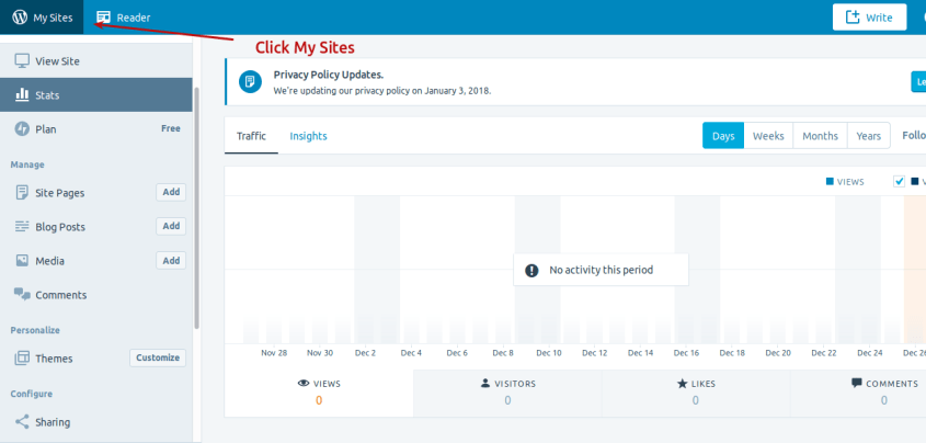 Step 1 Sharing on WordPress.com