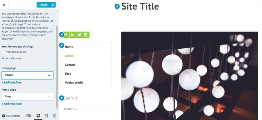 static page-homepage setting